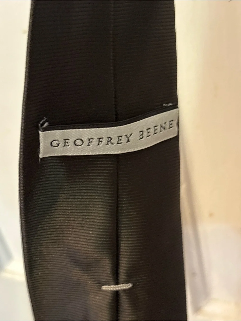 Geoffrey Beene Black Men's Ribbed Silk Tie